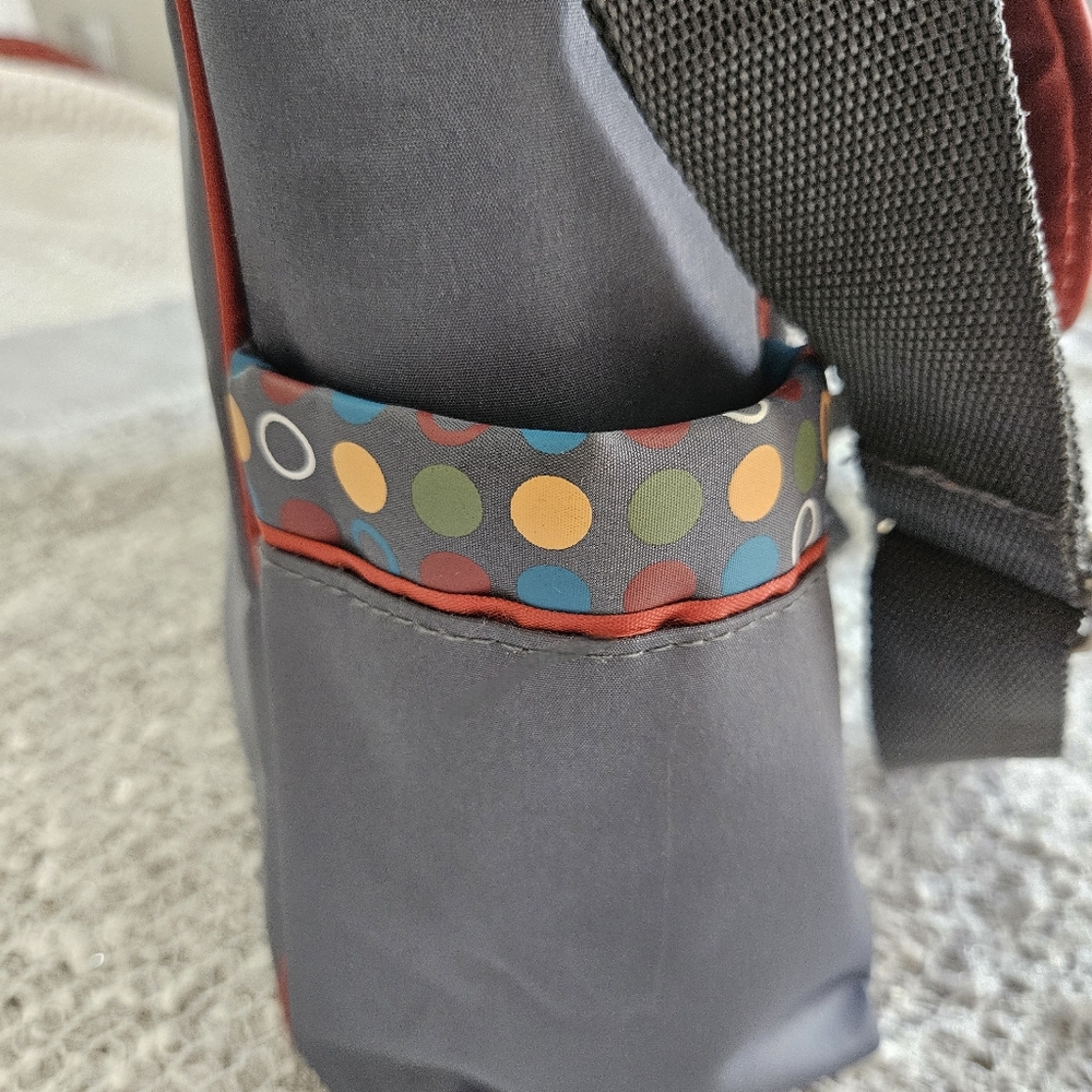 DISNEY Mickey Mouse Diaper Bag with Changing Mat, Adjustable Strap, Gray/Red - Picture 4 of 10